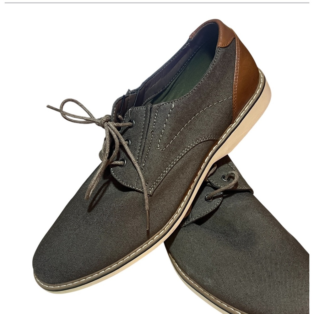 George Mens Dress Shoes Size 12M Brown Fabric Upper Memory Foam Oxfords NEW‎